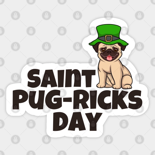 St. Patrick's Pug Sticker by Mey Designs